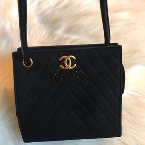 Authentic Chanel Suede Chevron Mini Shoulder Bag